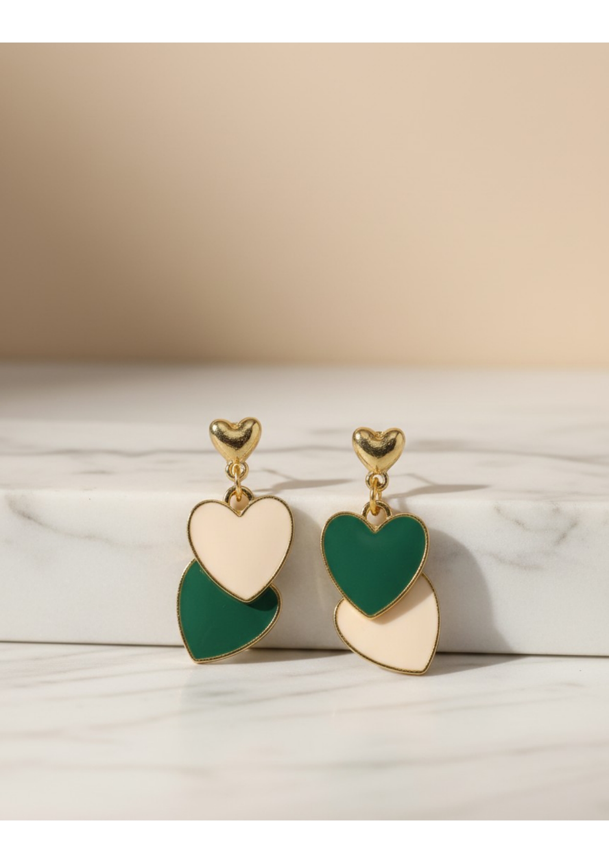double-heart drop earrings