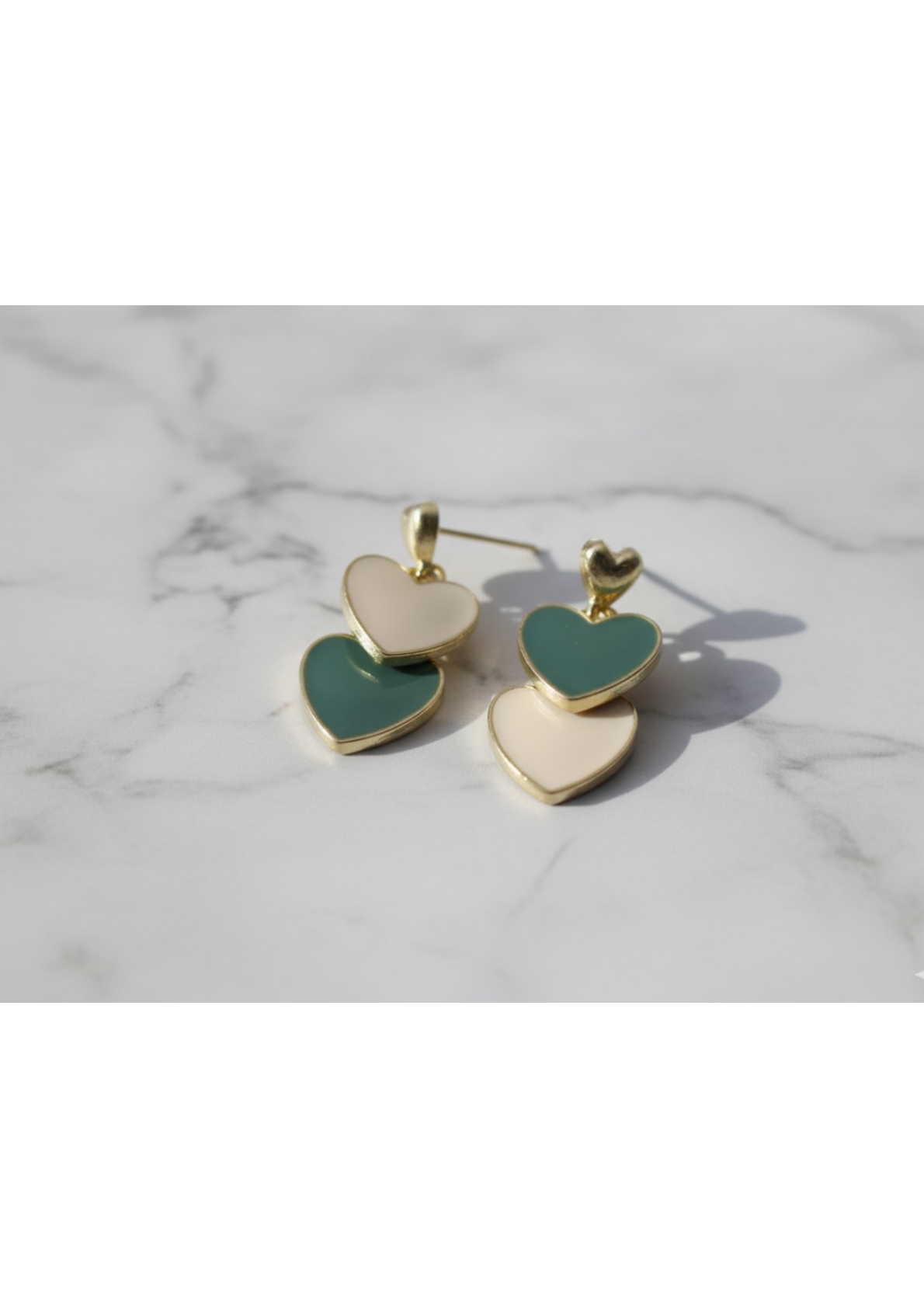 double-heart drop earrings - Image 3