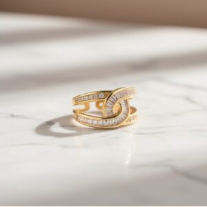 Gold Plated Interconnected Adjustable Finger Ring