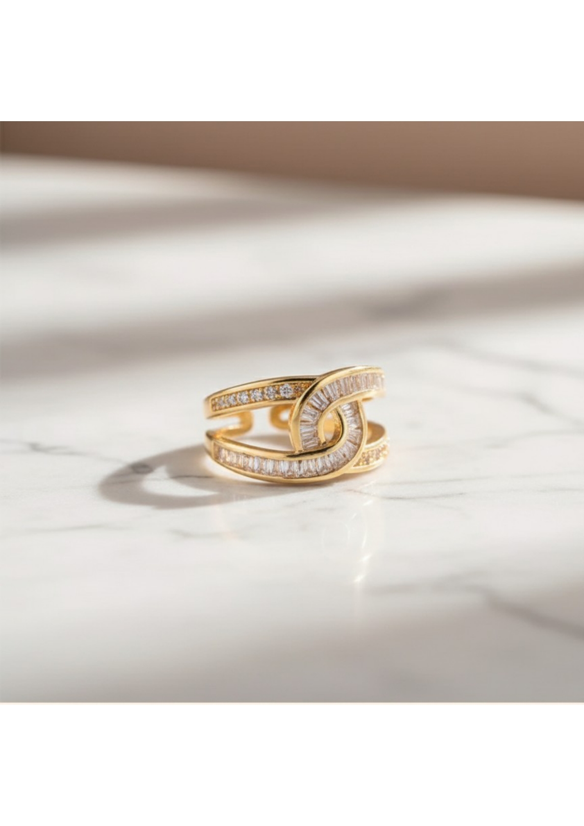 Gold Plated Interconnected Adjustable Finger Ring
