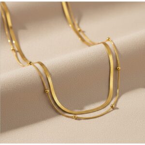 Gold-Plated Anti Tarnish Chain Layered Necklace